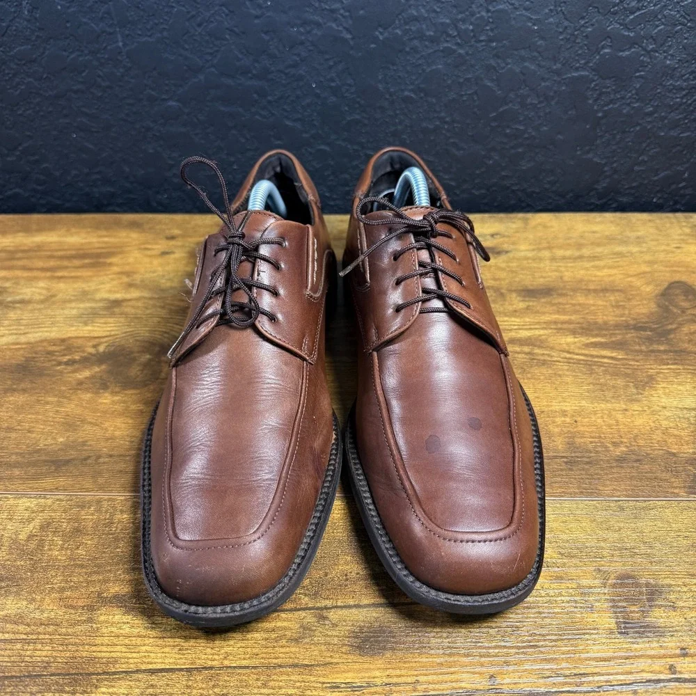 Johnston & Murphy J&M Flex Brown Leather Bicycle Toe Derby Mens 11.5